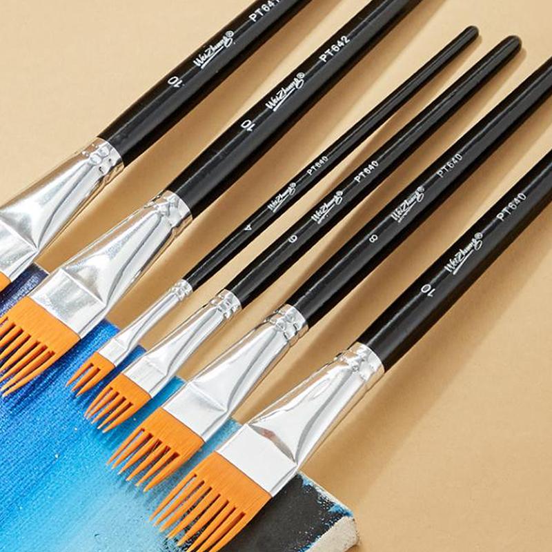 4Pcs Serrated Art Paintbrush Set Non-Slip Handle Leaf Painting Brushes for Home Landscape Sketching Art Lovers