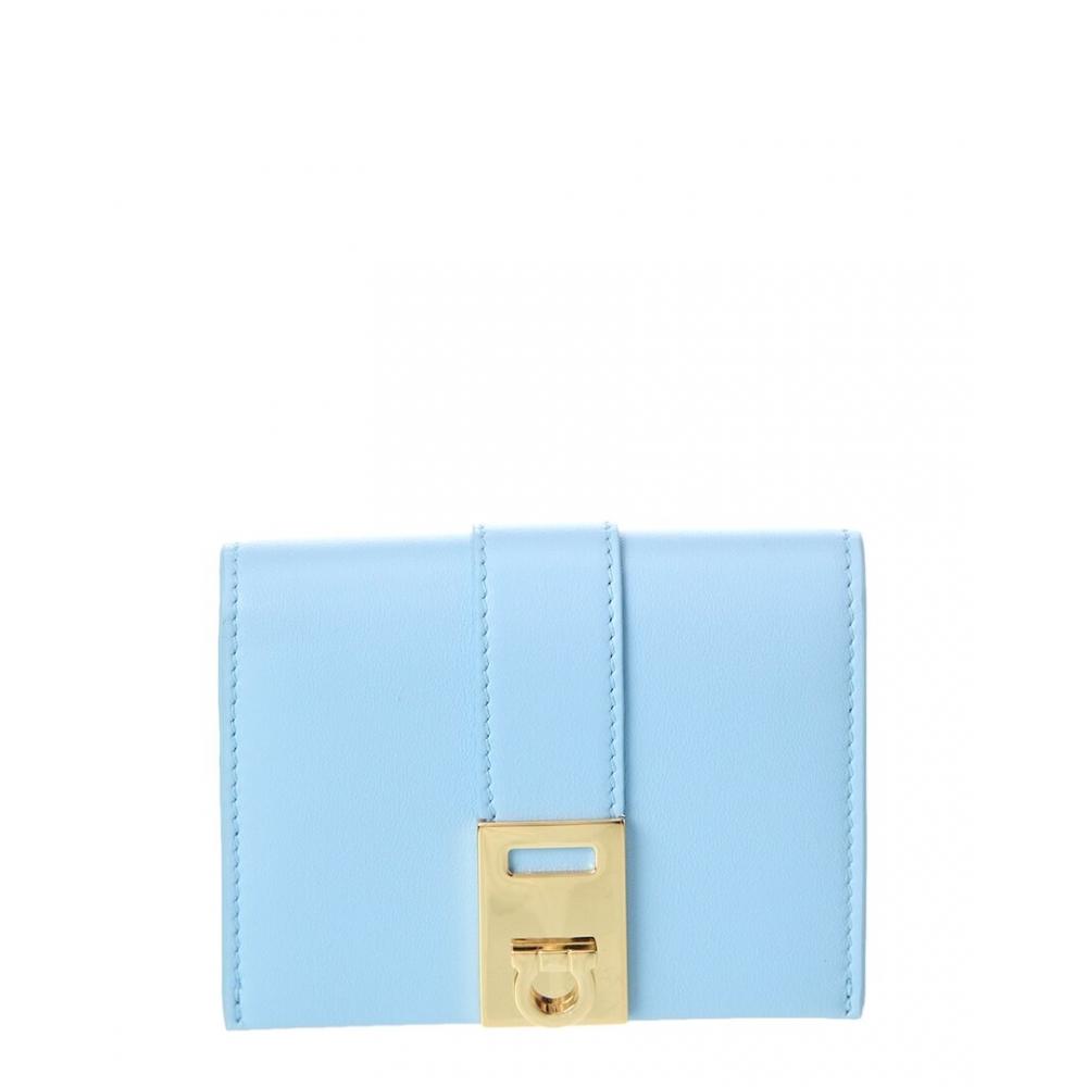 

Salvatore Ferragamo Ferragamo Hug Leather Compact Wallet Blue One Size