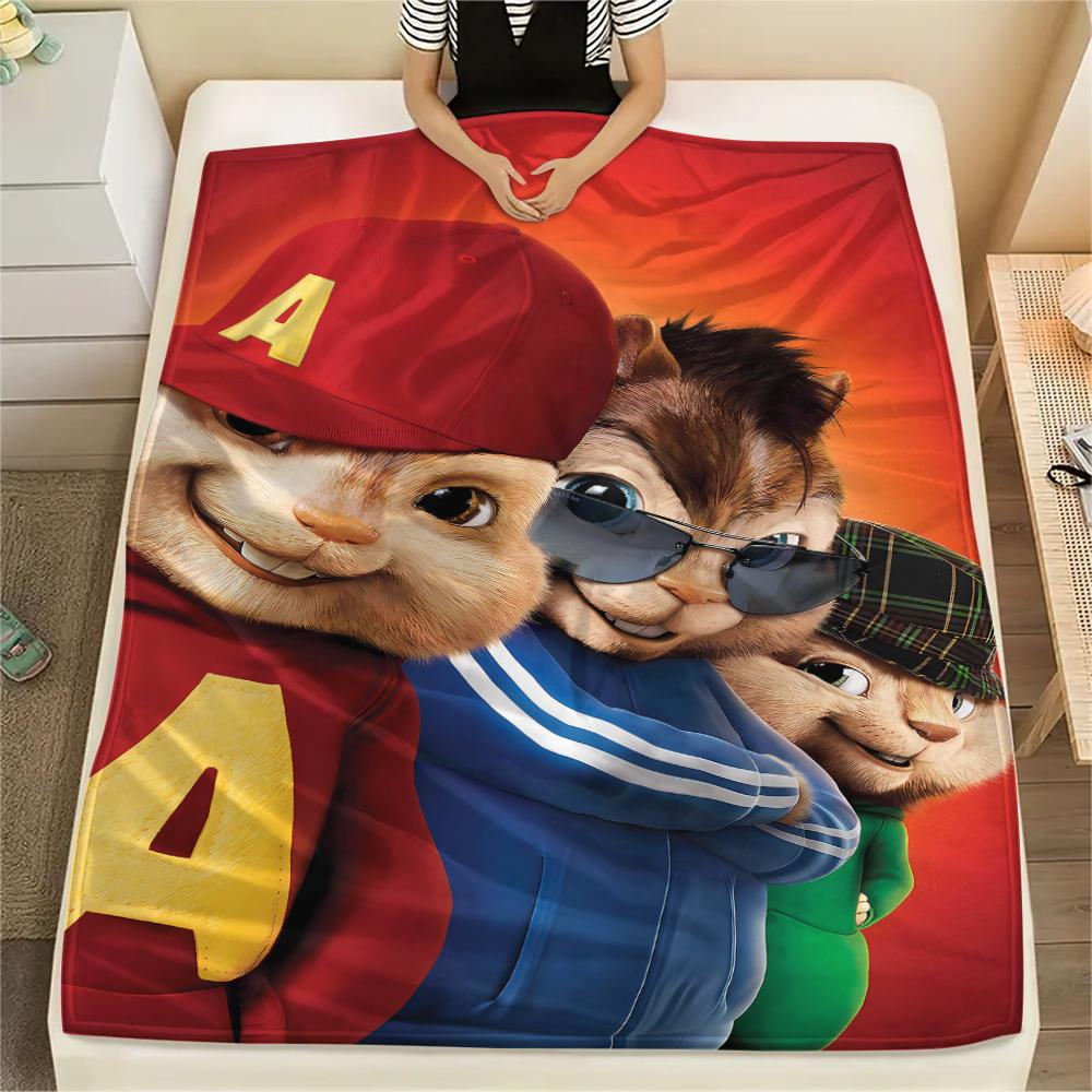 1 ks Flísová deka s potiskem Alvin a Chipmunkové, Vysoce kvalitní, Pro všechna roční období, Domácí dekorace, Teplo a pohodlí, Ideální jako vánoční dárky