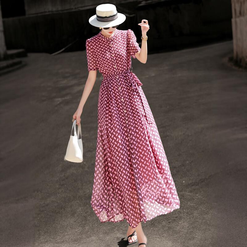 Lansere 2026 Summer Polka Dot Chiffon A-Line Midi Dress M