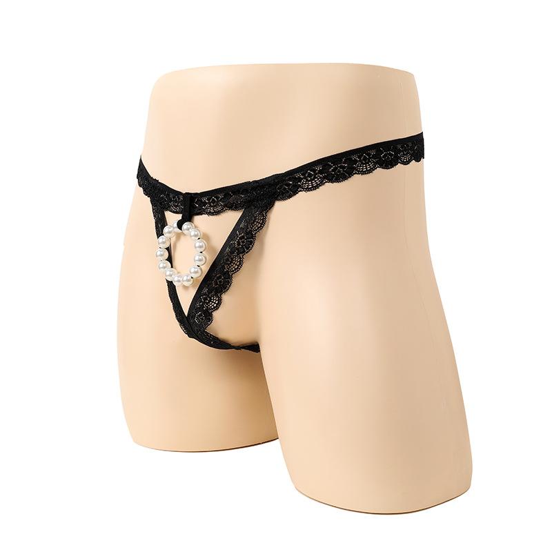 Men's Stretch Panties Pearl Hollow Lace Triangle Sex Underwear Men's Sex Panties