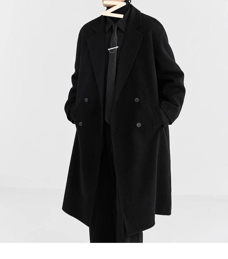 Men's Long Wool/Down Lapel Winter Coat
