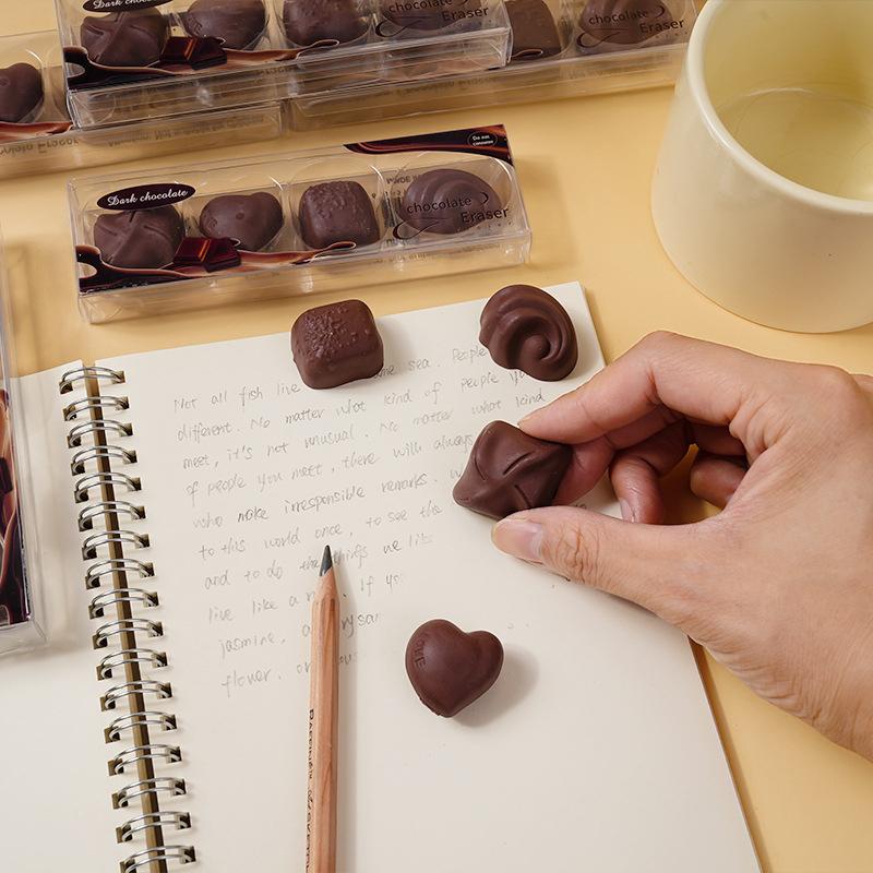 4 Bucăți/Cutie Radieră cu Design de Ciocolată Radieră pentru Pictură Scriere Student Papetărie Rechizite Școală Birou Cadou Premiu