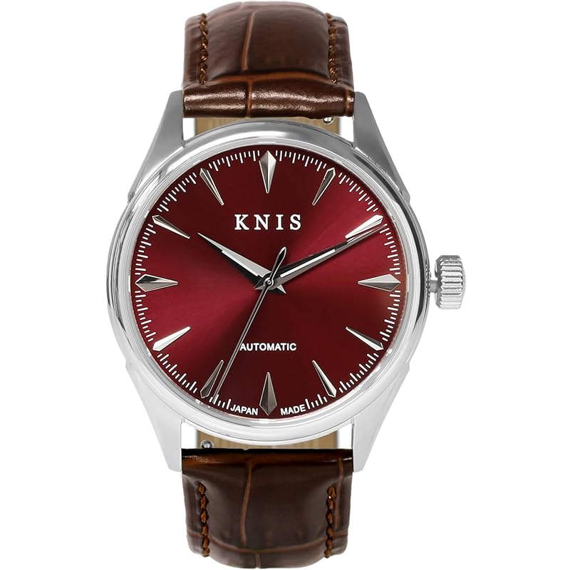

KNIS varnish made in Japan automatic winding watch men s sapphire glass 10 ATM water resistant mechanical wine red brown leather KN001-RDBRLE