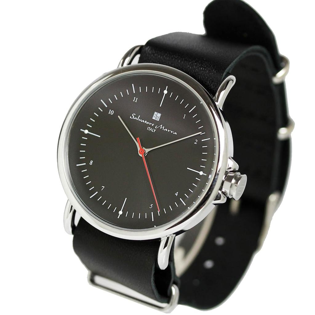 Salvatore Marra and Leather Strap Popular and Men's Women's Watch, Simple, SM22104-SSBK