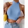 Summer Women Basics Sweater Tank Tops Ladies Casual Ribbed Knit Sleeveless Sweater Femme Stretch Cropped Tank Corset Halter Crop Top