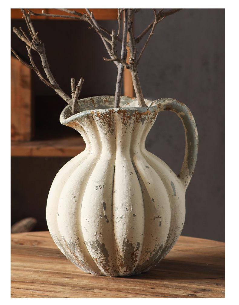 Wabi-sabi Vintage Kettle-Shaped Zen Vase for Dried Flowers
