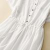 Real shot summer new cotton and linen literary loose casual age reduction embroidered white dress women's clothing