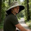 (M, Green) Men Sun Hat, Camouflage Wide Brim Bucket Hat Sun Protection Hat Summer Cap for Outdoor Camping