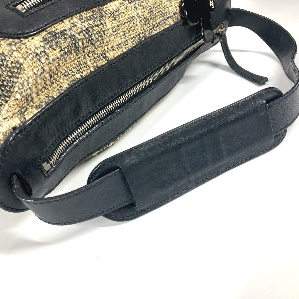 CHANEL Camellia CC CC Mark bag Shoulder Bag Canvas/Leather Black/BeigeBased