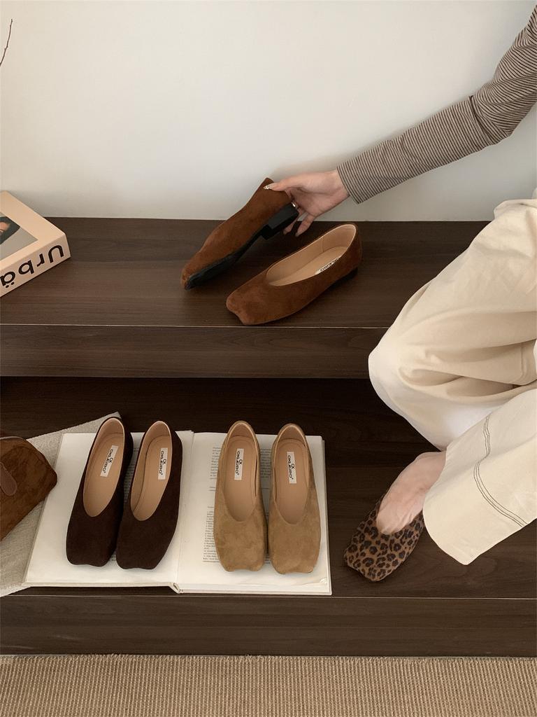 Französischer Abendwind Apfelkopf flache Einzel Schuhe Damen 2025 neu Maillard Mode Ein-Pedal Oma Schuhe Damenschuhe