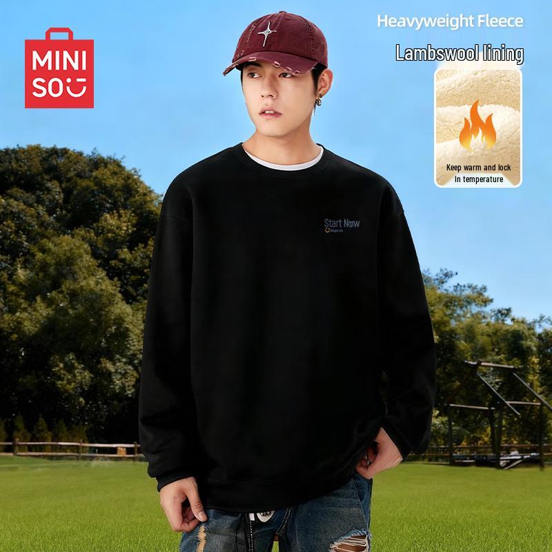 MINISO Men s Winter Round Neck Fleece Sweatshirt XL