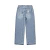 Li Ning X Pleasures Collaboration Skate Series Straight Loose Wash Zipper Denim Pants Women Bottoms Blue AJQU186-1