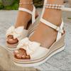 Women’s Buckle Wedge Peep-Toe Slide Sandals Summer Beach Shoes