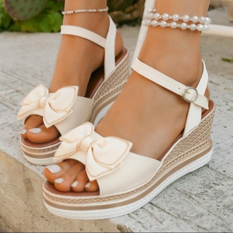 Women’s Buckle Wedge Peep-Toe Slide Sandals Summer Beach Shoes