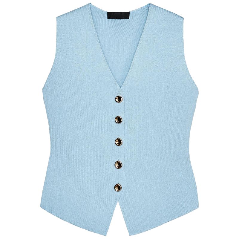 Zaprha 2025 Summer New Simple and Versatile Plain Stitch V-neck Sleeveless Vest-Style Top Vest 4192003