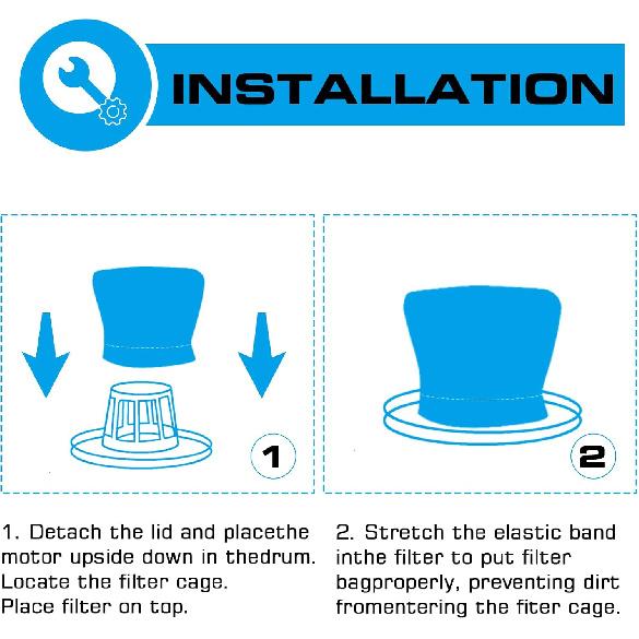 3 Pack VRC2 Cloth Filter for Vacmaster 1.5 To 3.2 Gallon Wet/Dry Vacuums, Also Fit for Armor All AA155 AA256 AA255 2.5 Gallon Shop VAC Microlined