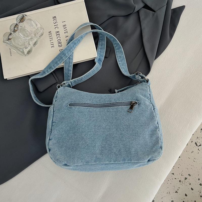 Jeansowa Haftowana Torba na Ramię Damska Torebka Miejska Torba Crossbody