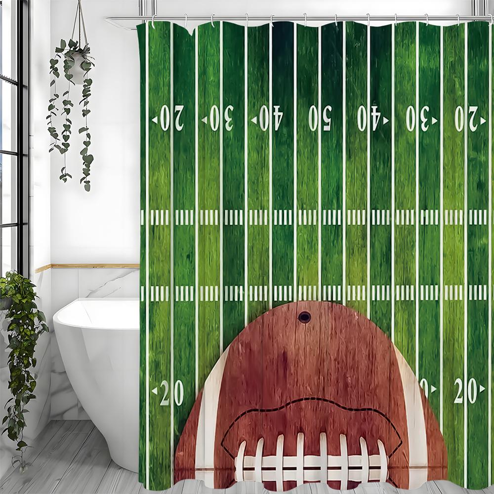 Tenda da Doccia Campo da Rugby Americano, Tenda da Doccia Decorativa per Bagno, Tenda da Doccia Impermeabile con Ganci