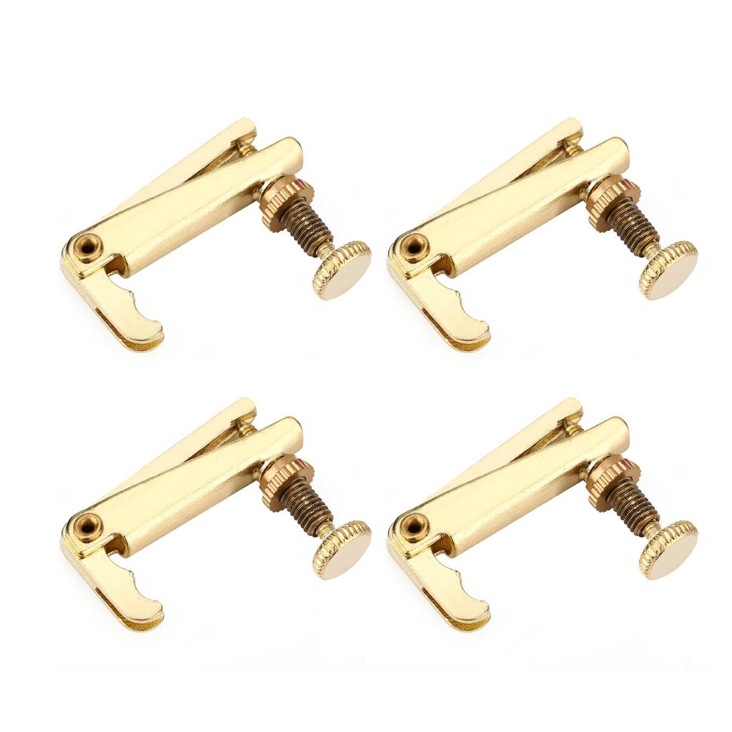 4Pcs Durable Alloy Fine Tuners String Adjusters Replacement Parts for 3 4 4 4 Violin(Gold)