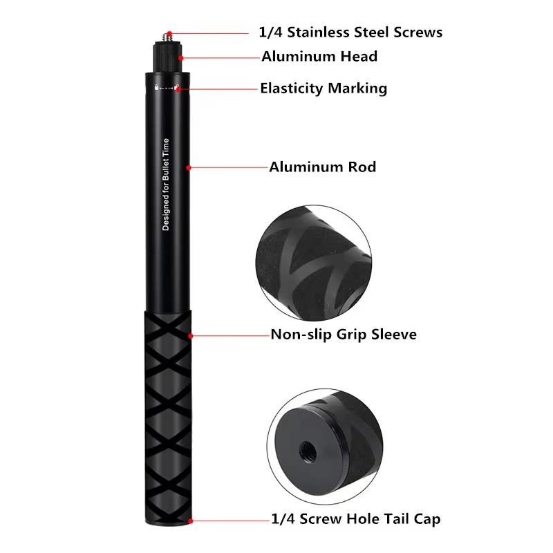 Invisible Selfie Stick for GoPro 13, 12, 11, 10, 9, 8, Insta360 X5, X4, X3, X3, X2, 1/4" Action Camera Accessories