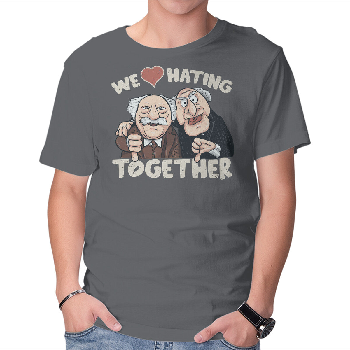 Unisex Crew Neck T-Shirt We Love Hating Together Graphic Short Sleeve Casual Tee XXL