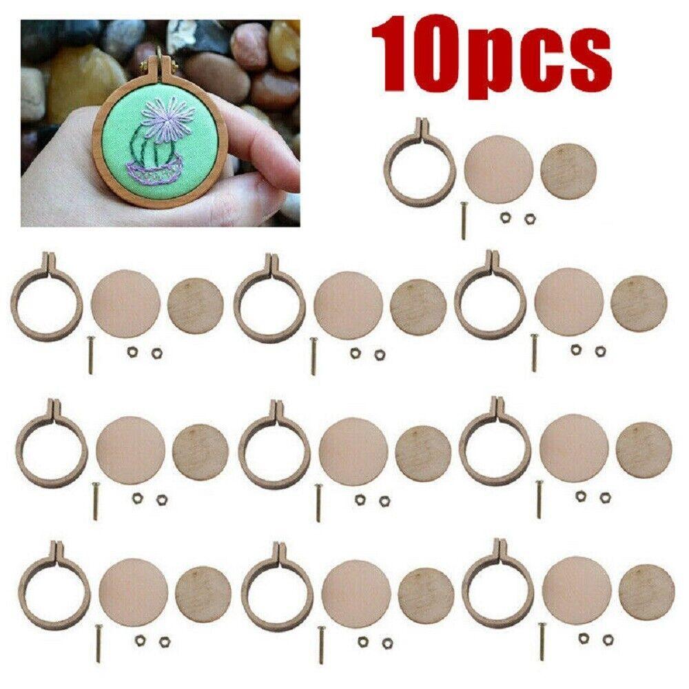 Kali 10x Mini Embroidery Hoops Ring Wooden Hand Crafts Cross Stitch Frame Tools