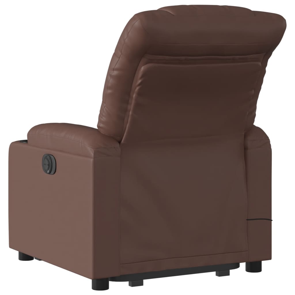 Vidaxl Reclining and Standing Upright Armchair with Massage, Electric, Brown