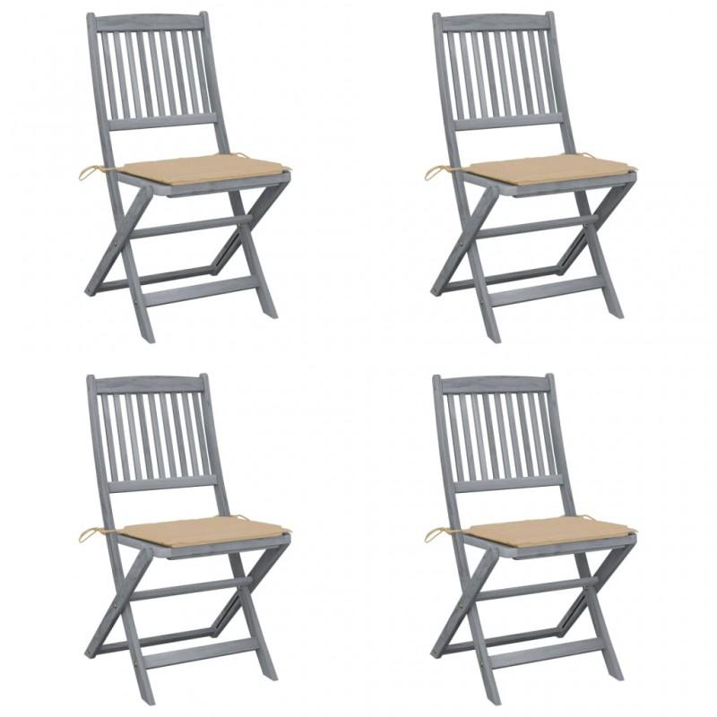 Day and Night - Day and Night Folding Garden Chairs 4 Pcs Cushions Solid Acacia Wood