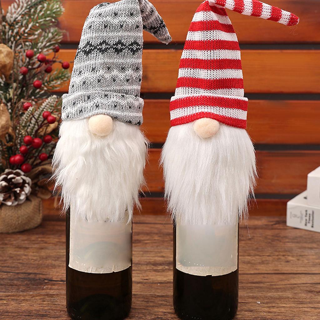 Knitted Santa Bottle Toppers User Friendly Christmas Decoration For Holiday Tabletop Decors And Family Gatherings