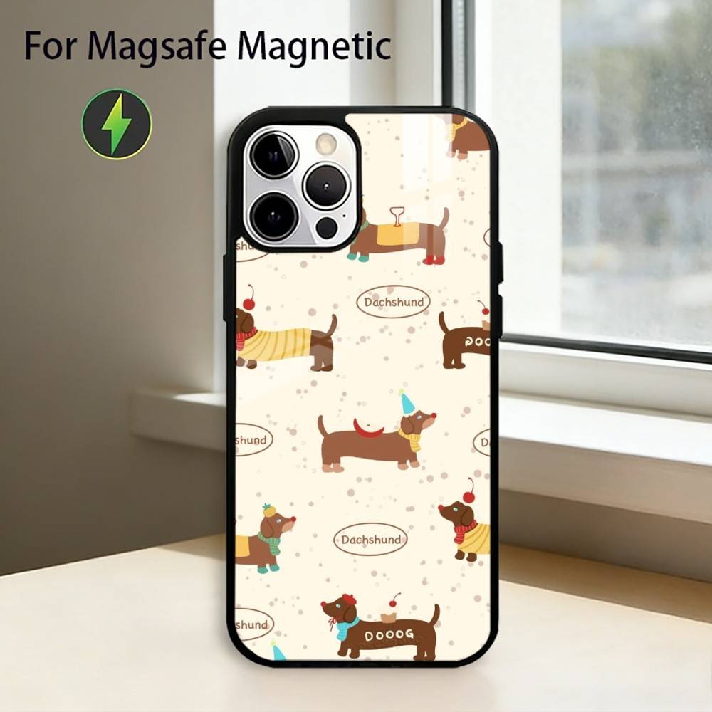 Cute Dachshund Sausage D-Dog Phone Case For iPhone17,16,15,14,13,12,11 Plus,Pro Magnetic For Magsafe Wireless Charging iPhone12PROMAX