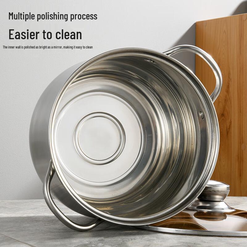 LiLang Stainless Steel Deep Stew Pot with Glass Lid