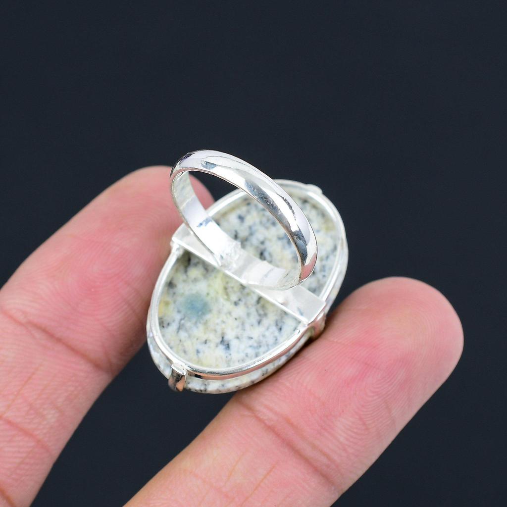 Sterling Silver Natural K2 Jasper Statement Solitaire Engagement Wife Ring US 9