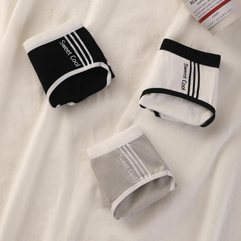 3Pcs/Set Solid Color Women Cotton Panties Mid Waist Women Briefs Lingerie Sports Lingerie Use