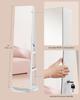 SONGMICS 6 LEDs Lockable Mirror Jewelry Cabinet, 360 Degrees Swivel Jewelry Organizer, Standing Jewelry Armoire, Frameless Full-Length Mirror