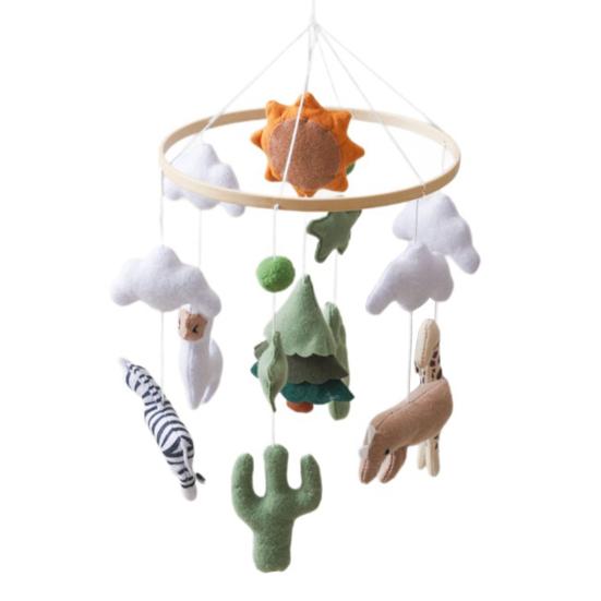 Baby Crib Mobile Clouds Animals Leaf Plush Crib Mobile Handmade Felt Hanging Decor