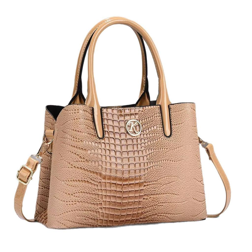 New Crocodile Fashion Handbag High Appearance Level Bright Leather Large Capacity Shoulder Bag with Tote Crossbody Bag