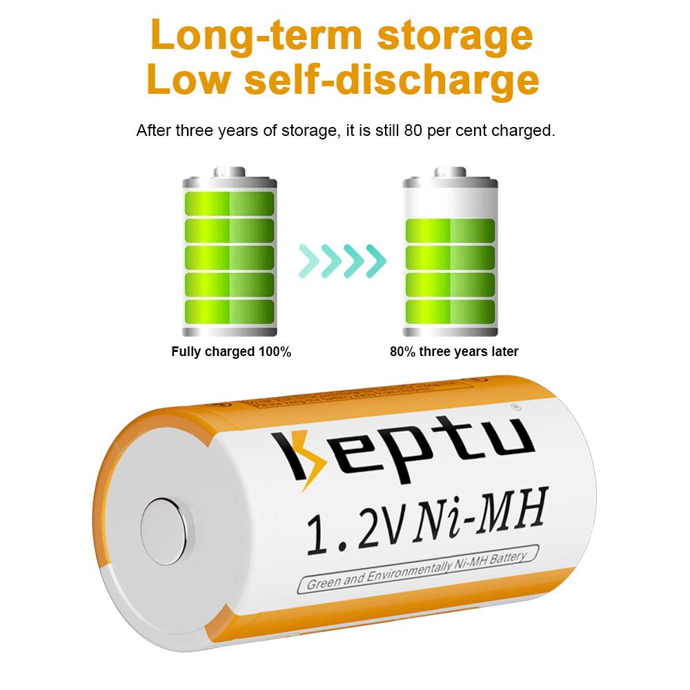 KEPTU 3500mAh 1.2V C Size Ni-MH Rechargeable Battery with Low Self Discharge for Household Flashlight Water Heater Toy