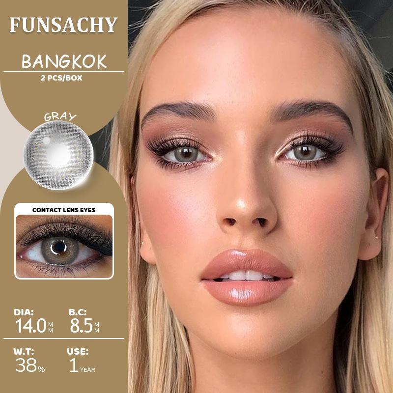 FUNSACHY 1 Pair Colored Contact Lenses Natural Big Black Eyes Blue Green Soft Contact Lenses for Women Brown Gray Contact Lenses