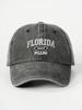 Washed Denim Baseball Cap With Florida 1822 Miami Embroidery Adjustable Outdoor Sun Hat