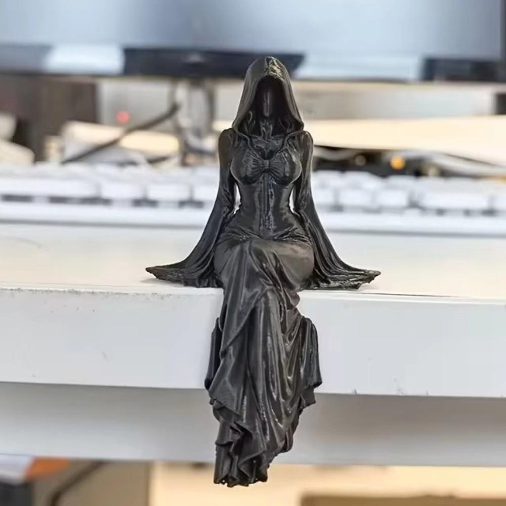 3D Printed Sitting Pose Lady Sculpture Handmade Female Tabletop Ornament Bookshelf Decor