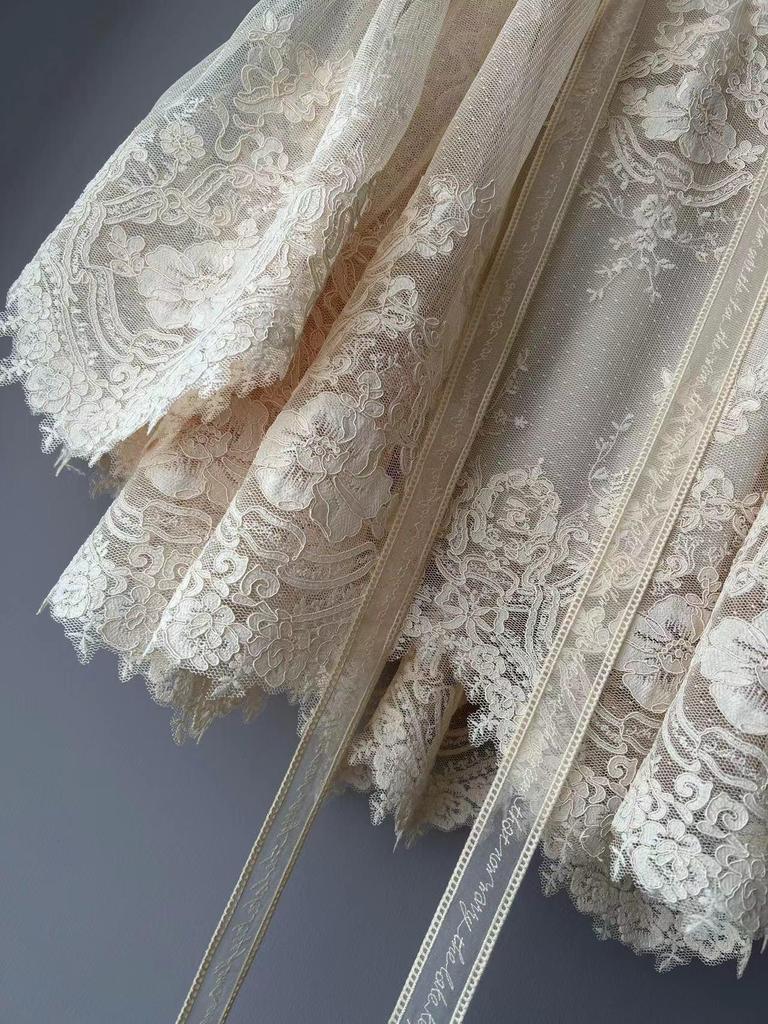 Top Élégant Blanc Cassé & Abricot Dentelle Assemblée - Style Français, Coupe Ajustée & Ample