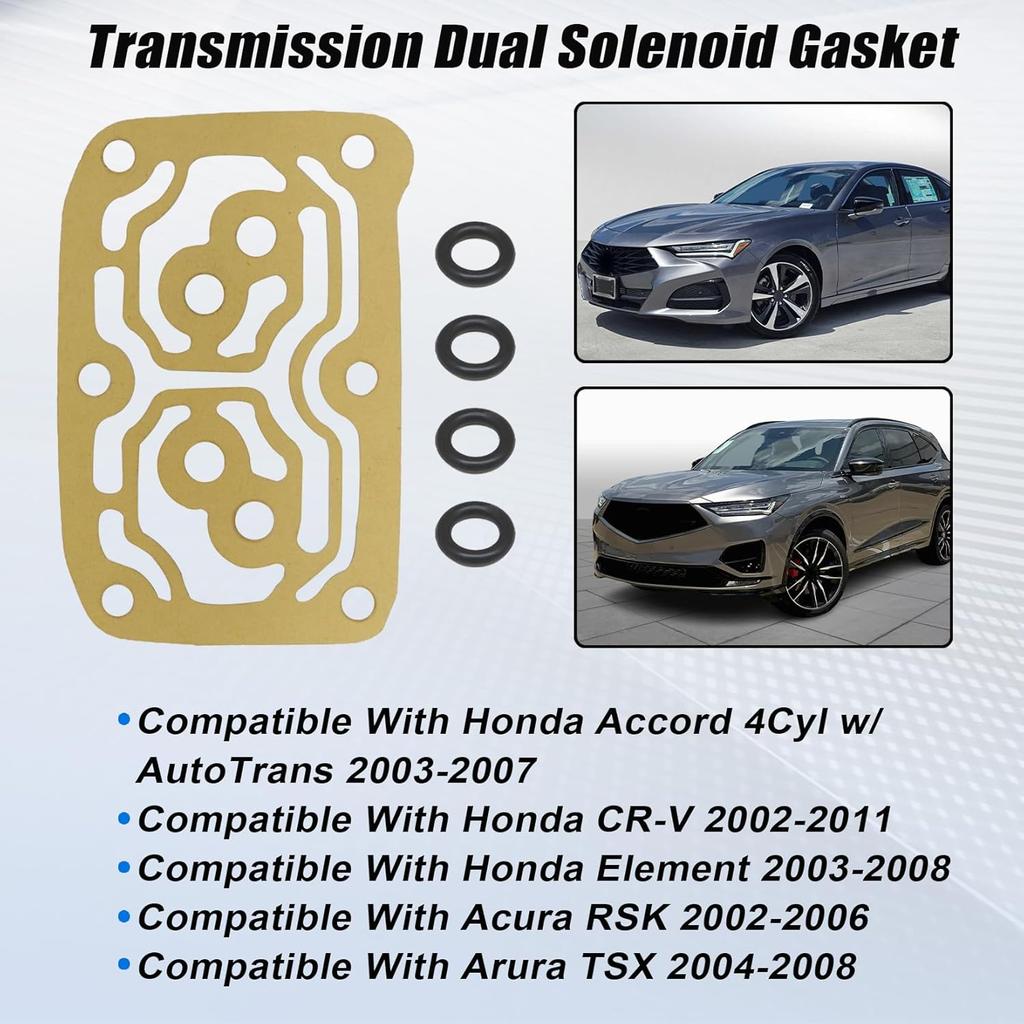 Transmission Dual Solenoid Gasket/O-Rings Compatible with Honda Acura RSX TSX CRV Element Accord 4-Cylinder Replaces 91301-PC9-003 28262-PRP-000