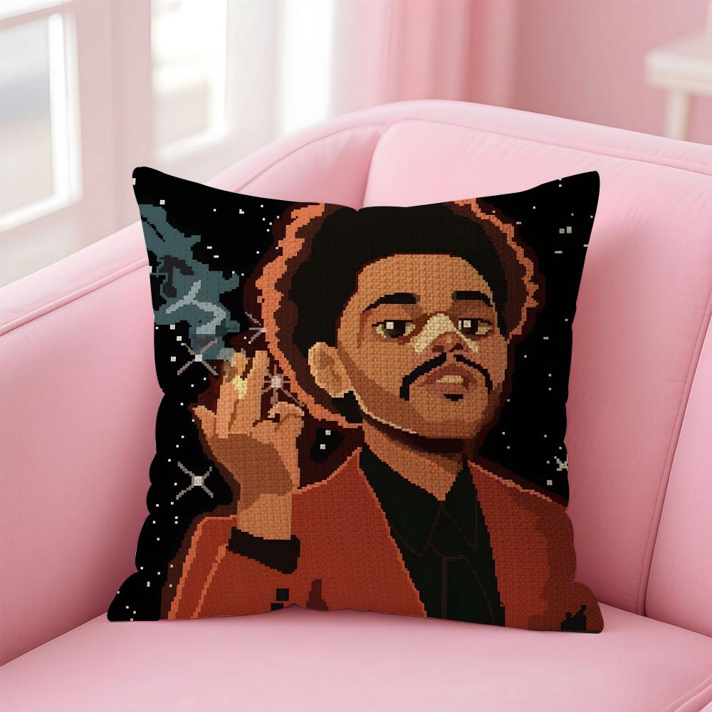 TThe WeekndD Singer Cushion Cover Natural Linen Pillow Case DoubleSided Print Decorative Sofa Pillowcase Home Decor Gift