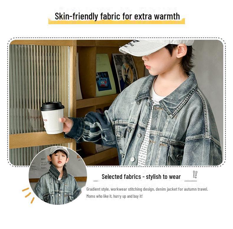 Boys' Spring & Autumn Denim Street Jackets: 2025 New Styles for Middle & Large Kids