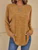 2023 Dames Casual Vintage Effen Kleur T-shirt Lente Herfst Mode Ronde Hals Lange Mouw Los Elegante Alles-passende Pullovers