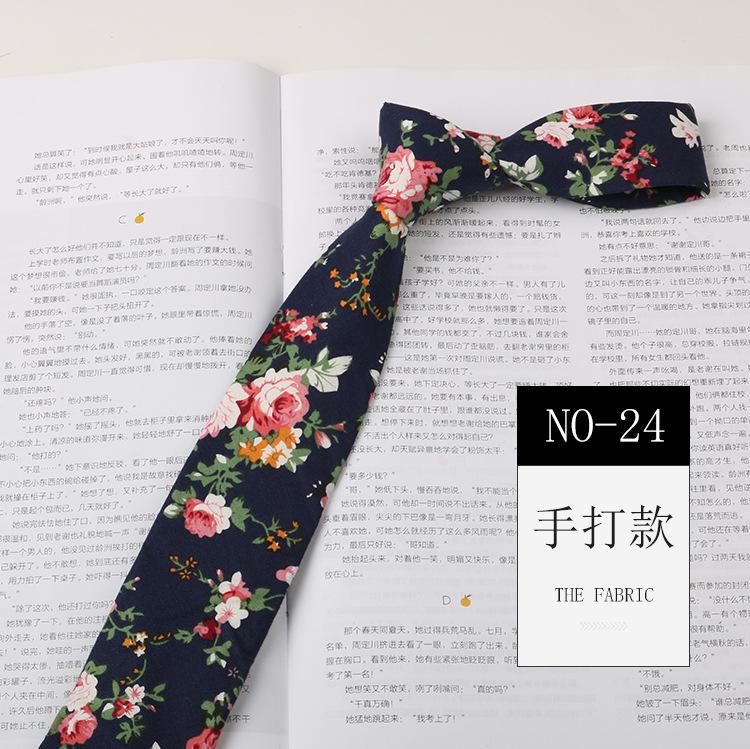 

Цветочный галстук Мужская узорчатая хлопковая рубашка с принтом макарон Узкий вариант 6 см Галстук ручной работы Корейский повседневный Женский галстук