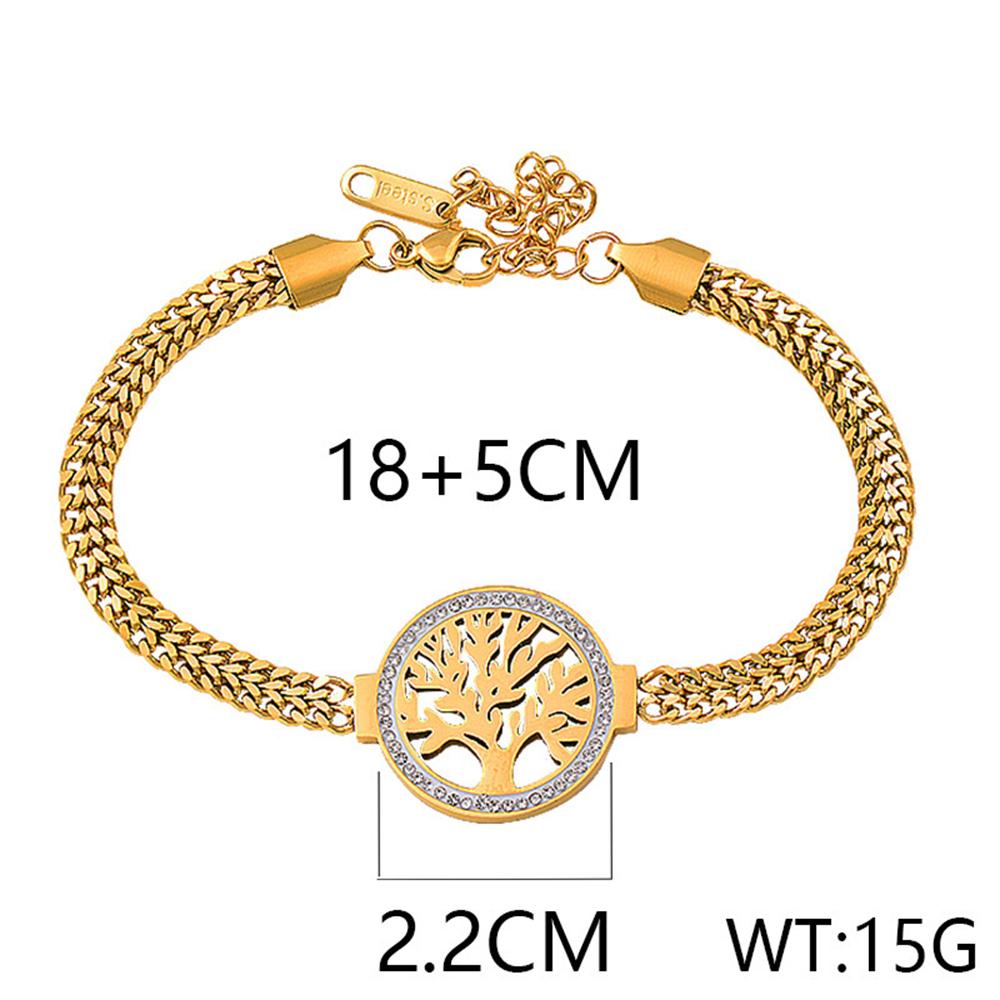 New Stainless Steel Tree of Life Bracelet Retro Personalized Trendy Round Tree of Life Totem Handmade Jewelry For Women 23cm золотой