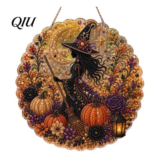 Outdoor Patio Hanging Ornament Halloween Ornament, 2D Flat Acrylic Pendant, Ghost Skull Front Door Decoration Witch for Indoor Window Wall Decor