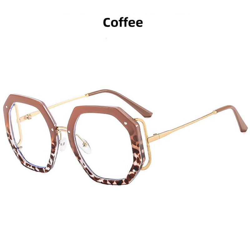 

Fashion TR90 Eyeglasses Frame Women Casual Polygon Metal Multi Color Flat Mirror Simple European American Style